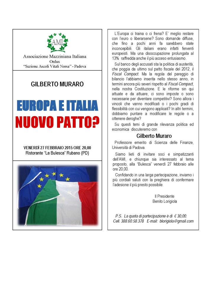 iNVITO EUROPA E ITALIA conviviale 27 farbbraio 2015